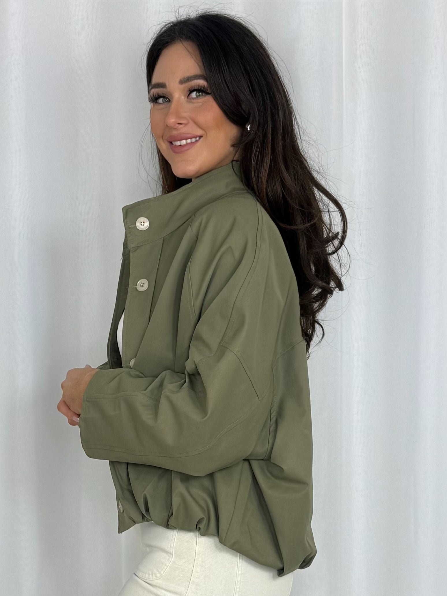 Drawstring Balloon Style Boxy Trench Style Coat (2 Colours)