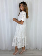 Pearl Button Embroidery Anglaise Maxi Dress (2 Colours)