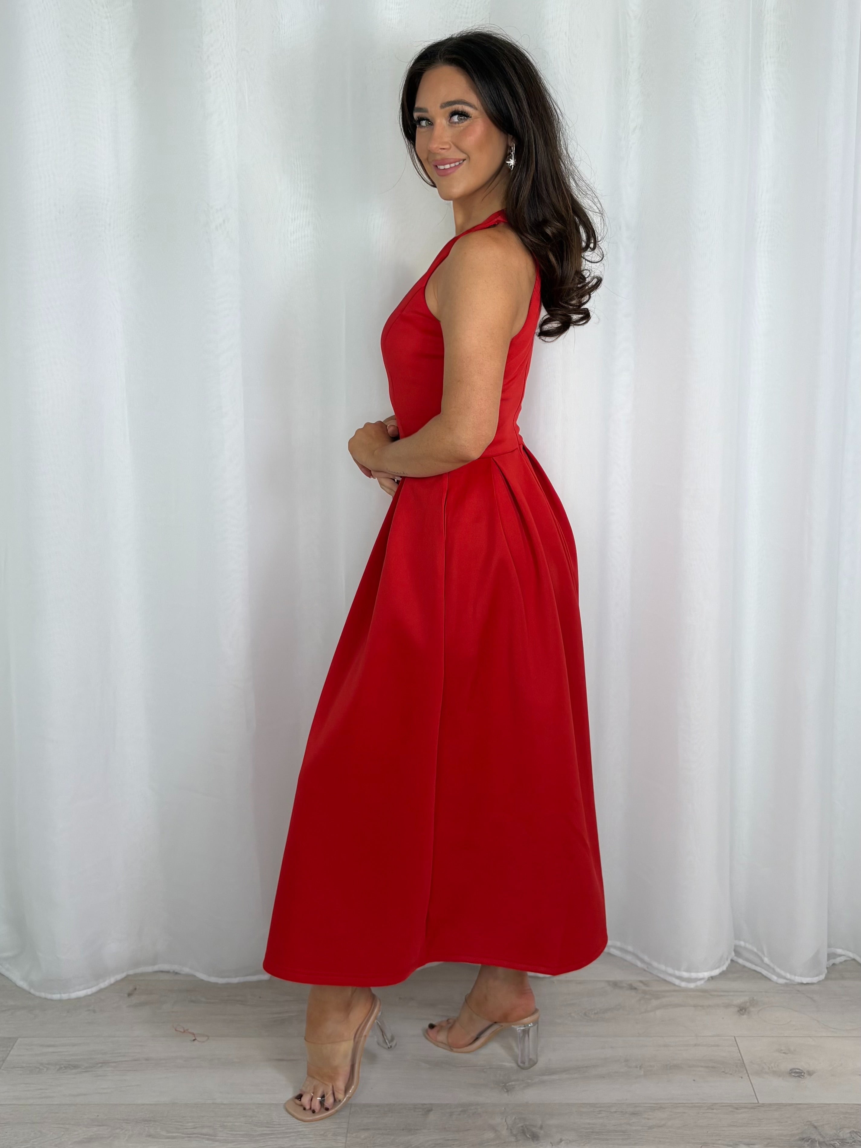 Sleeveless High Neck Pleated Dress (2 Colours)