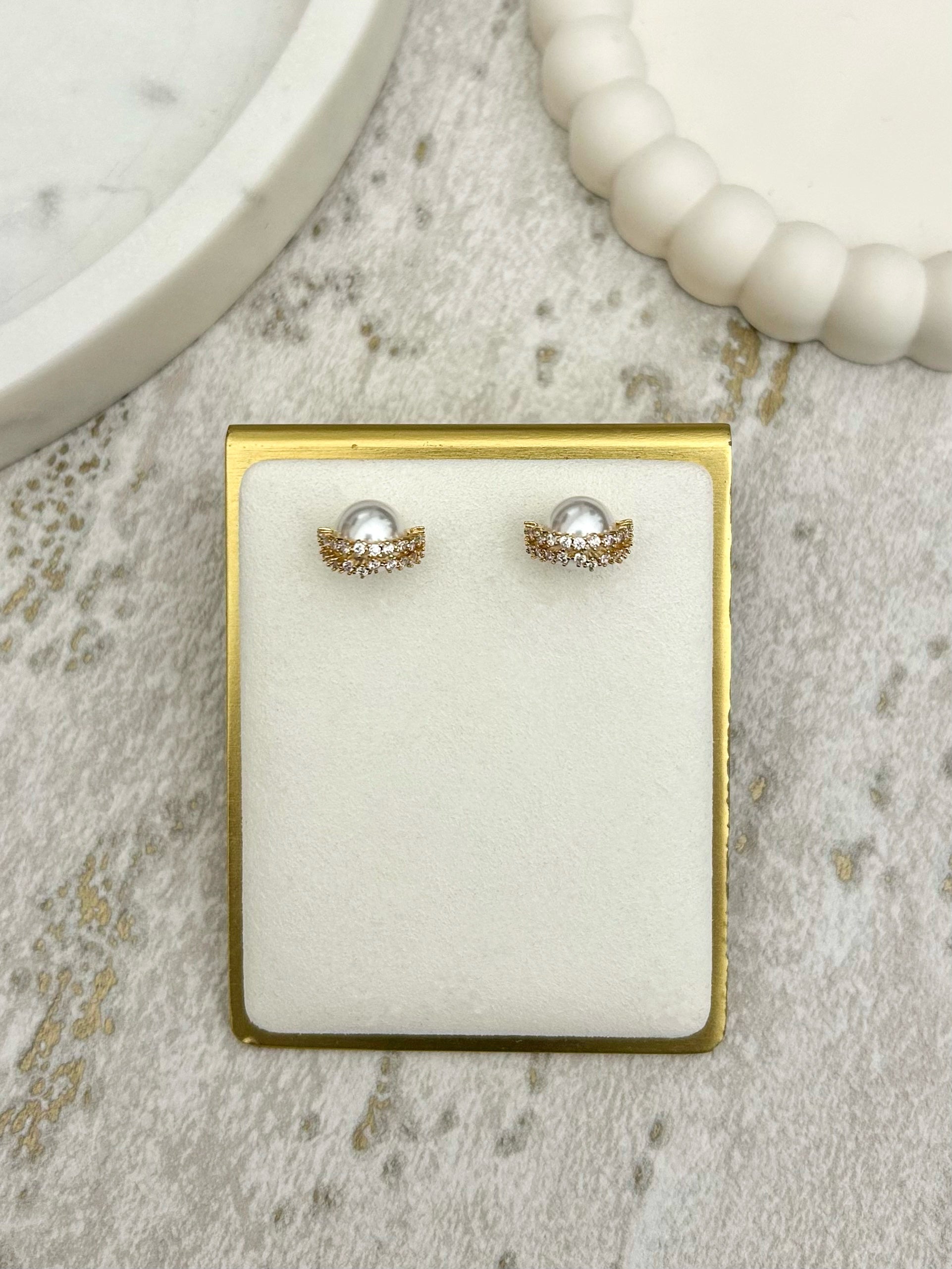 Pearl Diamante Orb Studs (2 Colours)