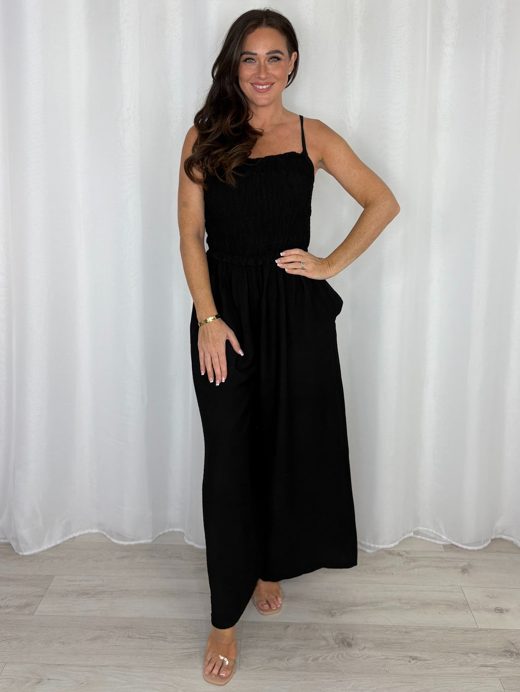 Smocked Wide Leg Jumpsuit (4 Colours)