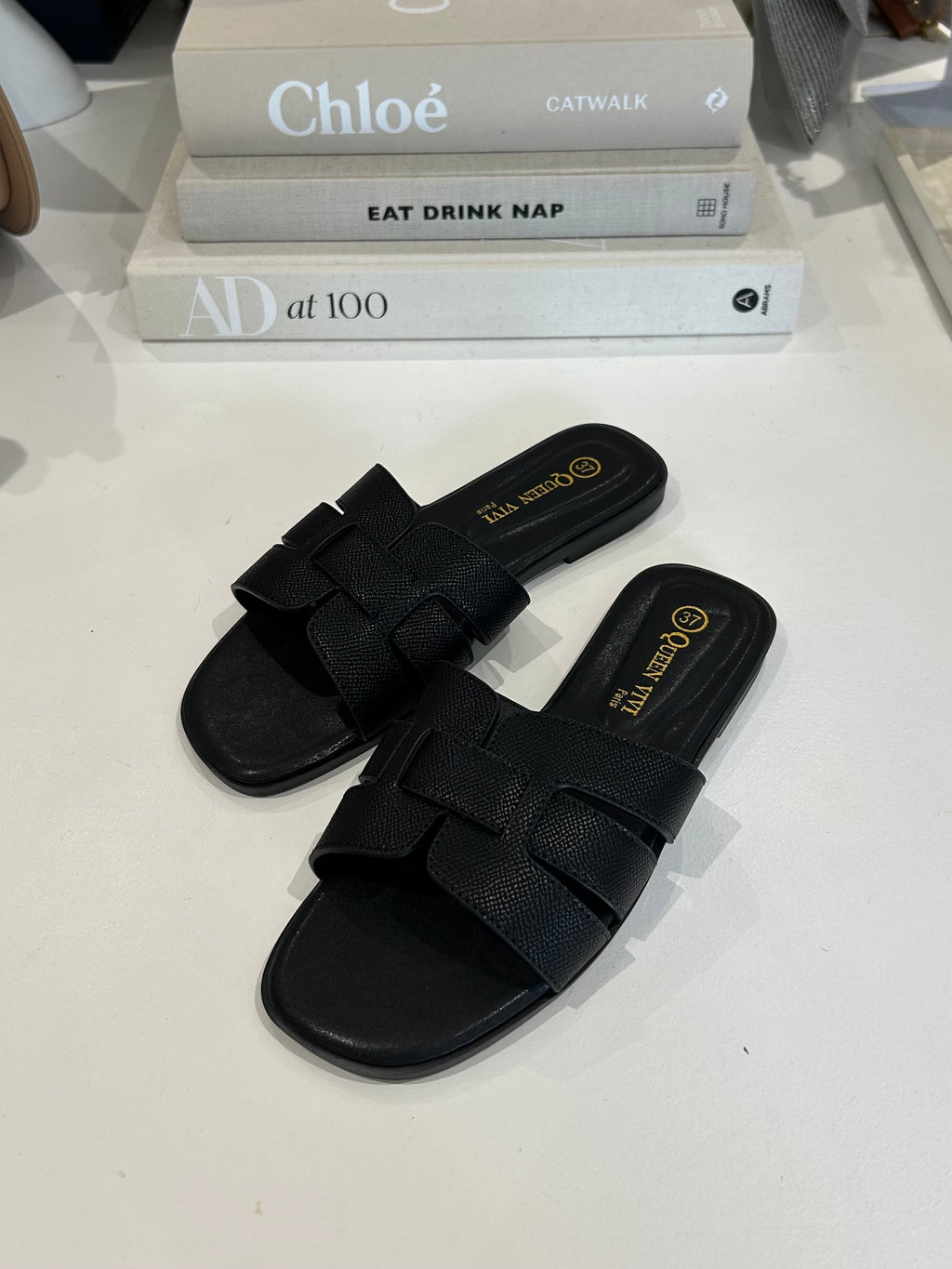Faux Leather Sliders (2 Colours)