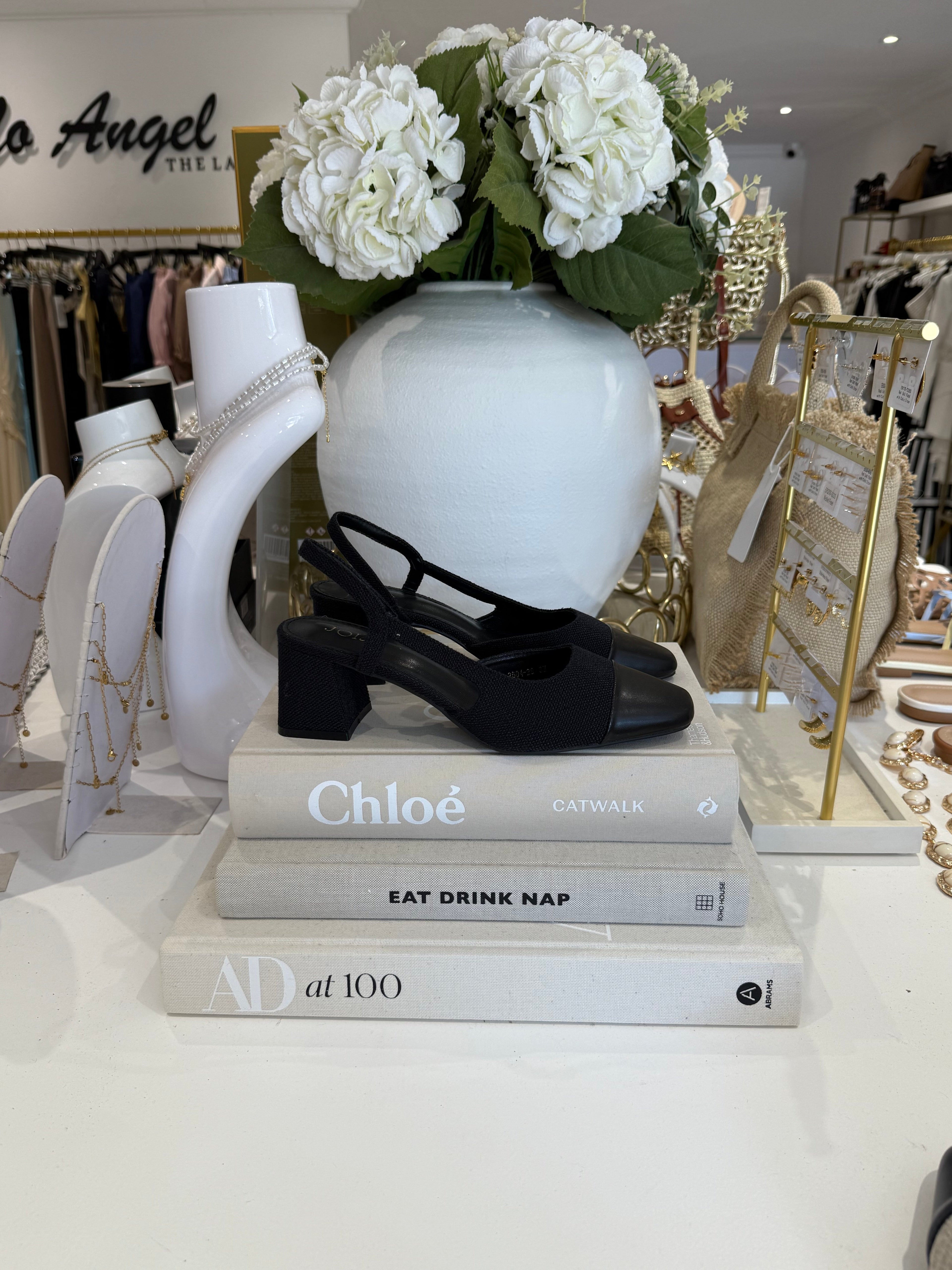 Two-Tone Sling Back Block Heel