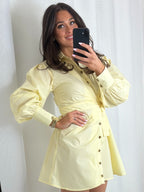 Tie Up Balloon Sleeve Shirt Dress (3 Colours)