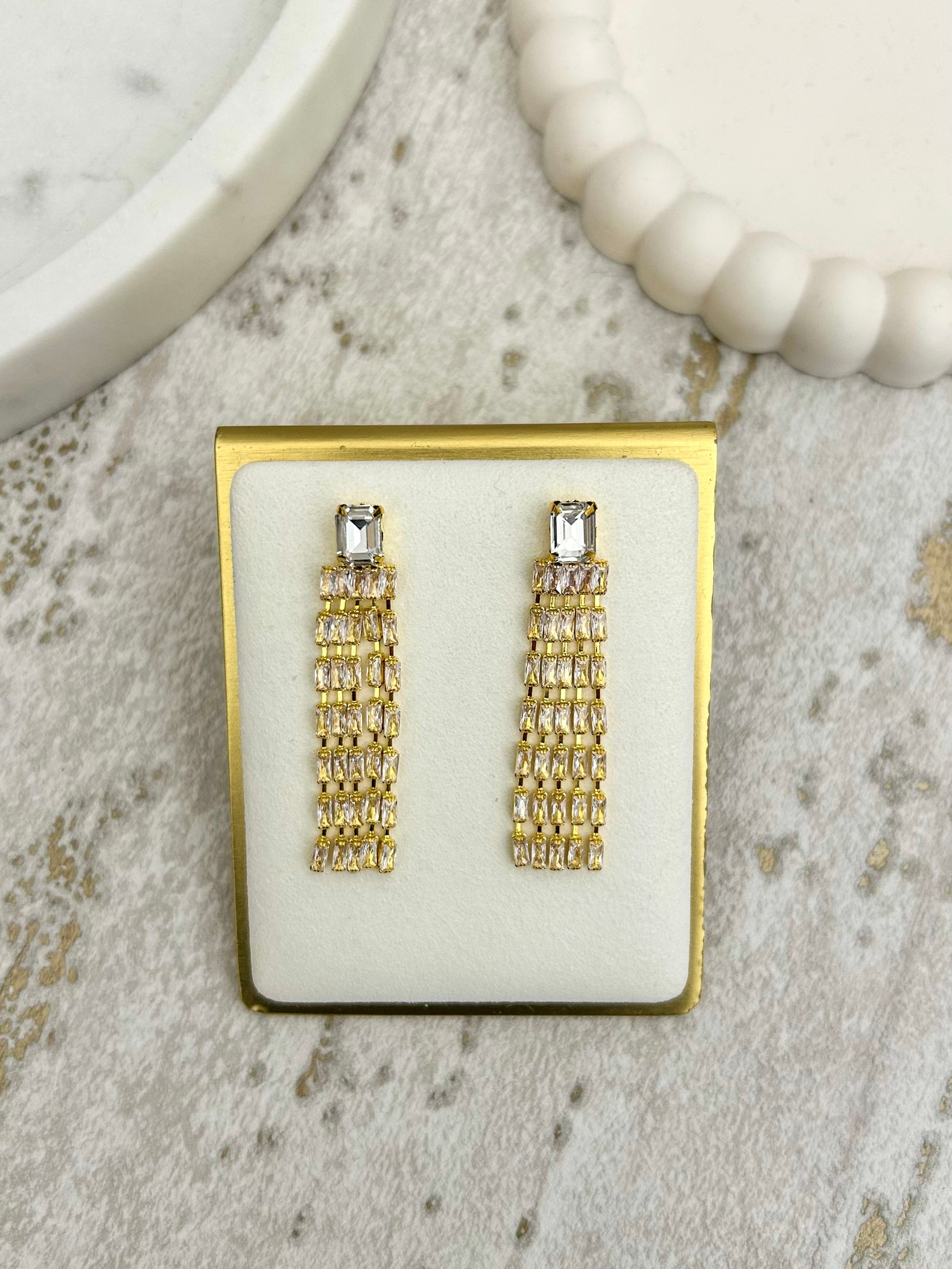 Clear Gem Drop Earrings (2 Colours)
