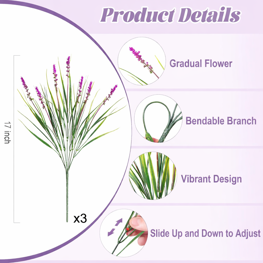 3 Bundles UV-Resistant Faux Monkey Grass