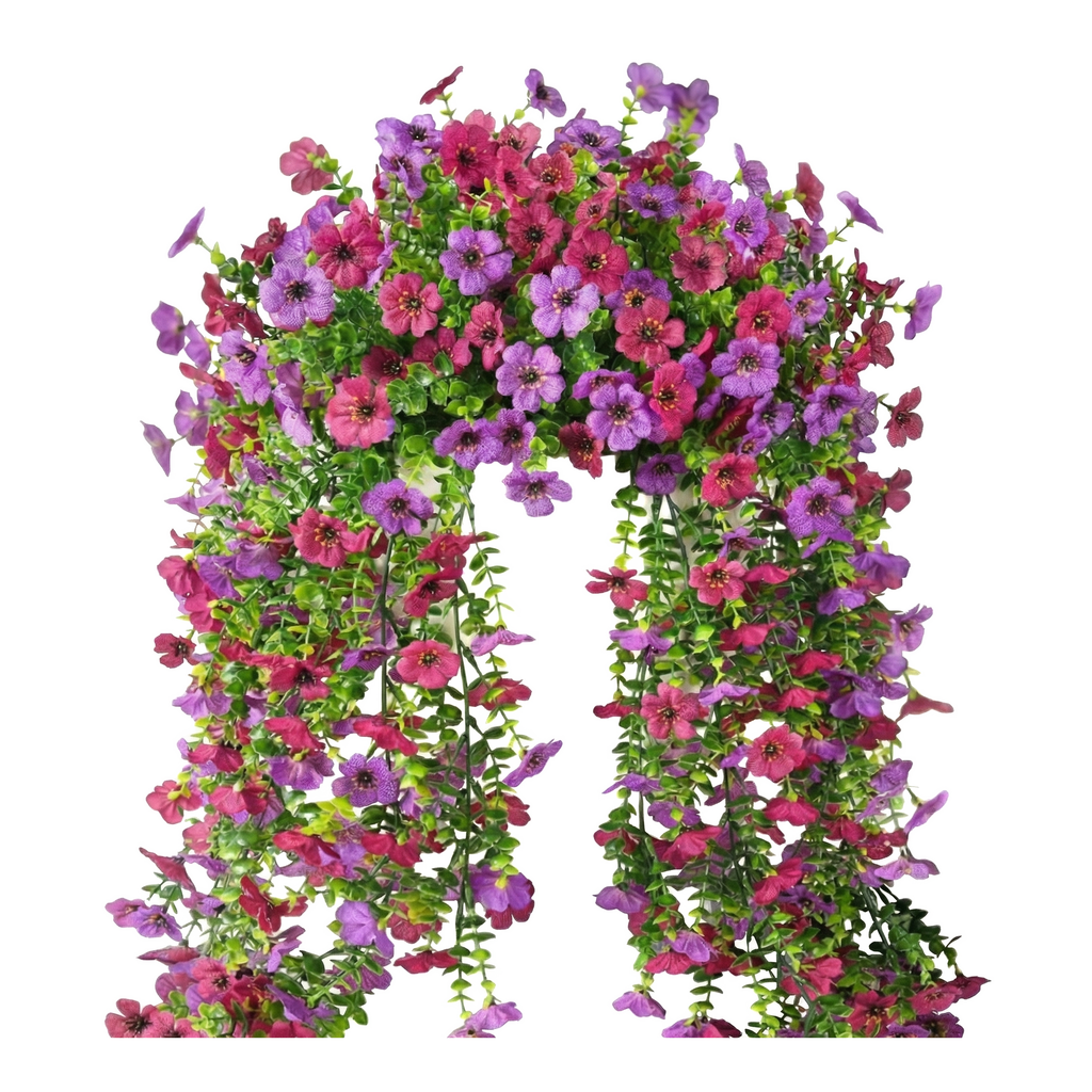 Artificial Hanging Flowers for Outdoor Planters, UV Resistant Faux Hanging Flowers for Porch, Balcony, Hanging Basket, Easter Spring Outdoor Decor,