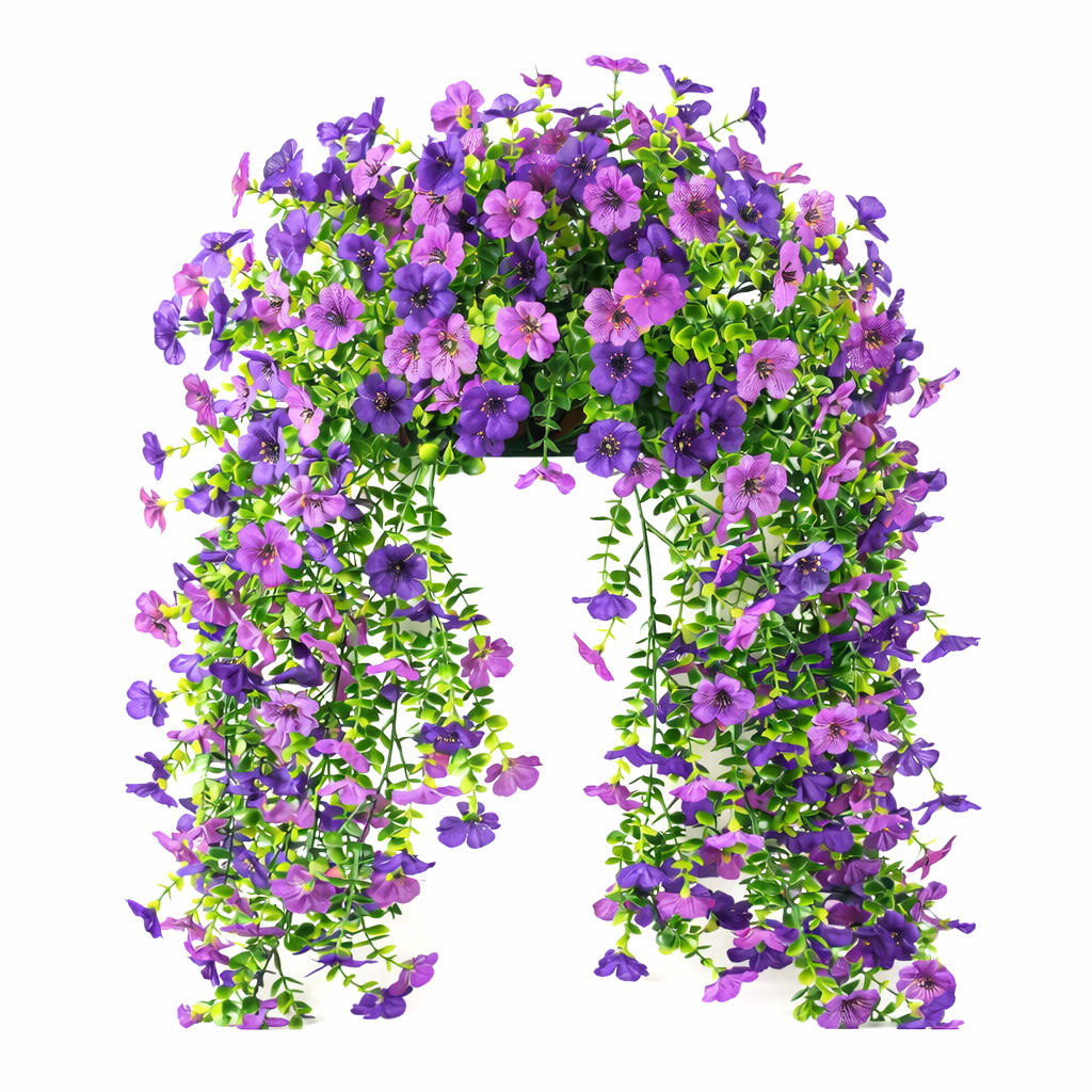 Artificial Hanging Flowers for Outdoor Planters, UV Resistant Faux Hanging Flowers for Porch, Balcony, Hanging Basket, Easter Spring Outdoor Decor,