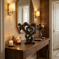 Eternal Love Double Heart Sculpture with Roses – Romantic Home Decor Accent