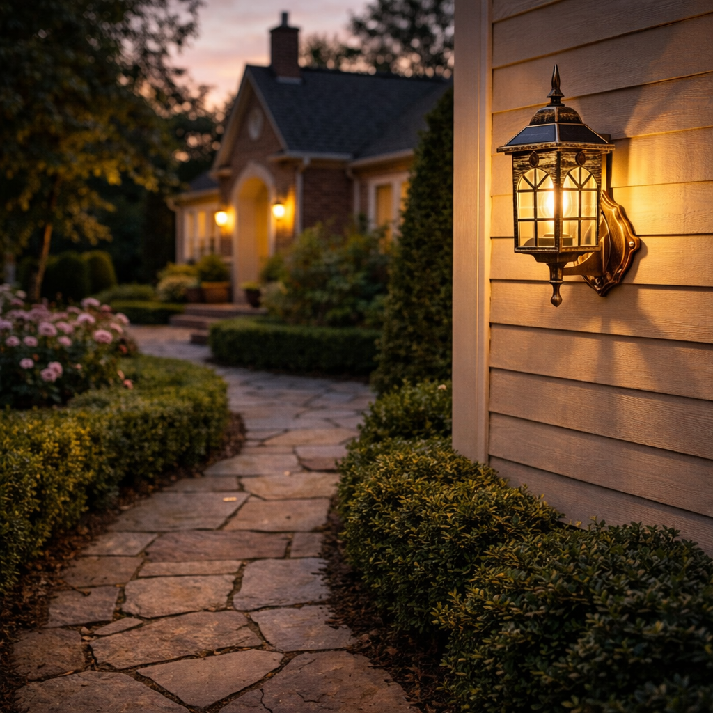 Vintage Bronze Solar Wall Lantern for Outdoor Home Decor