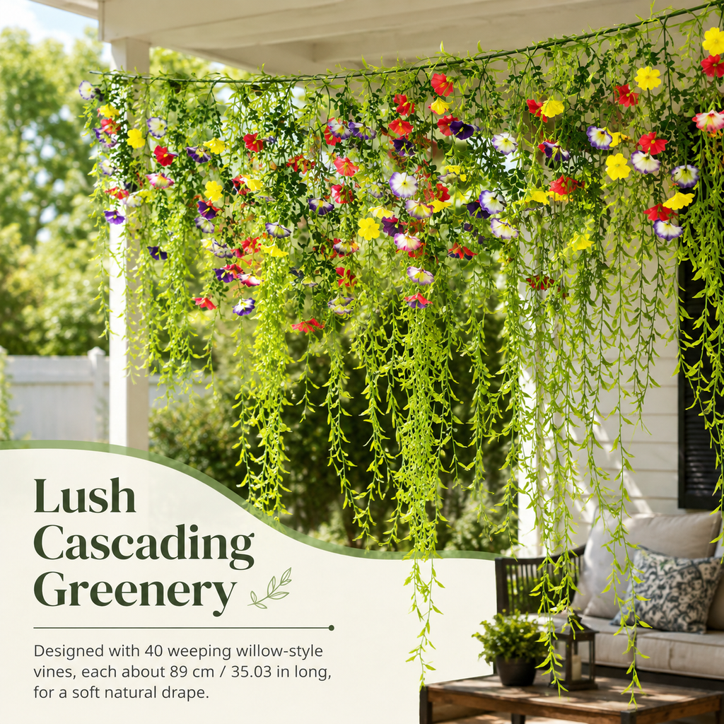 Large 70.87-Inch Artificial Hanging Flower Vine Garland Curtain