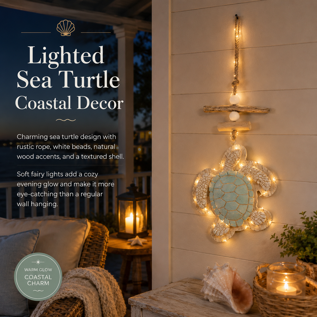 Lighted Coastal Sea Turtle Wall Decor with Remote