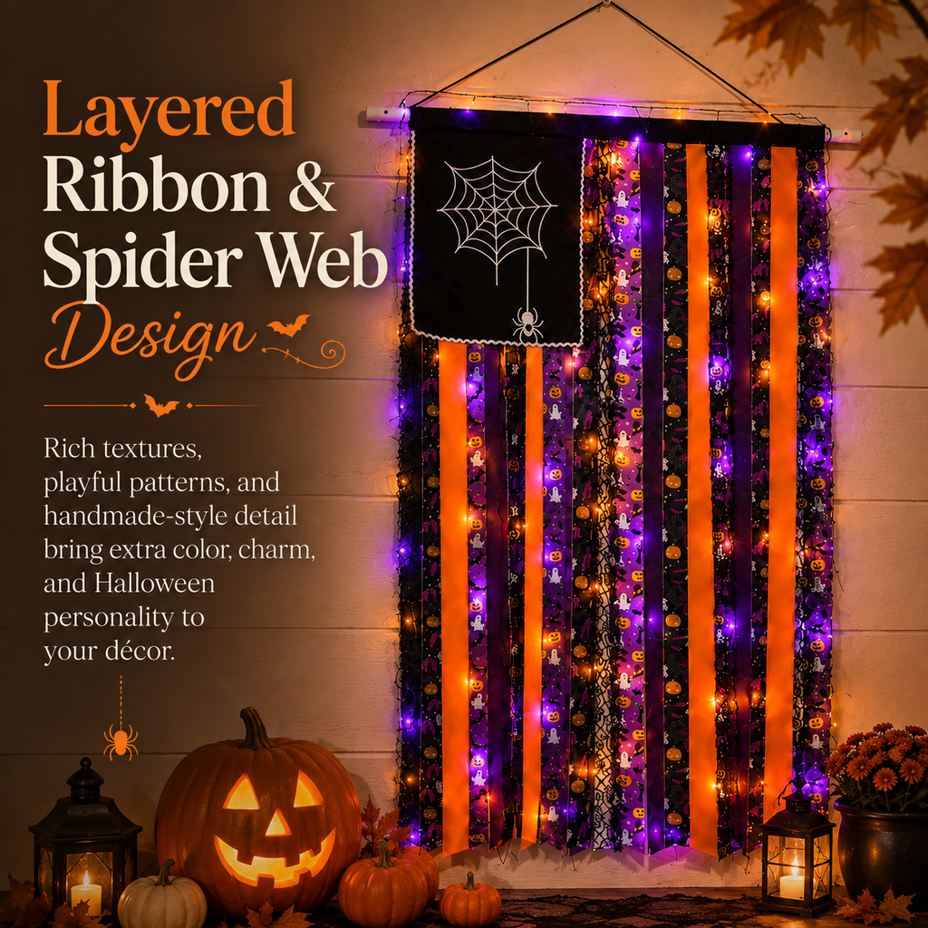 Lighted Halloween Ribbon Wall Hanging Decor