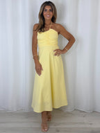 Ruched Tie Neck Smocked Back Midi Dress (2 Colours)