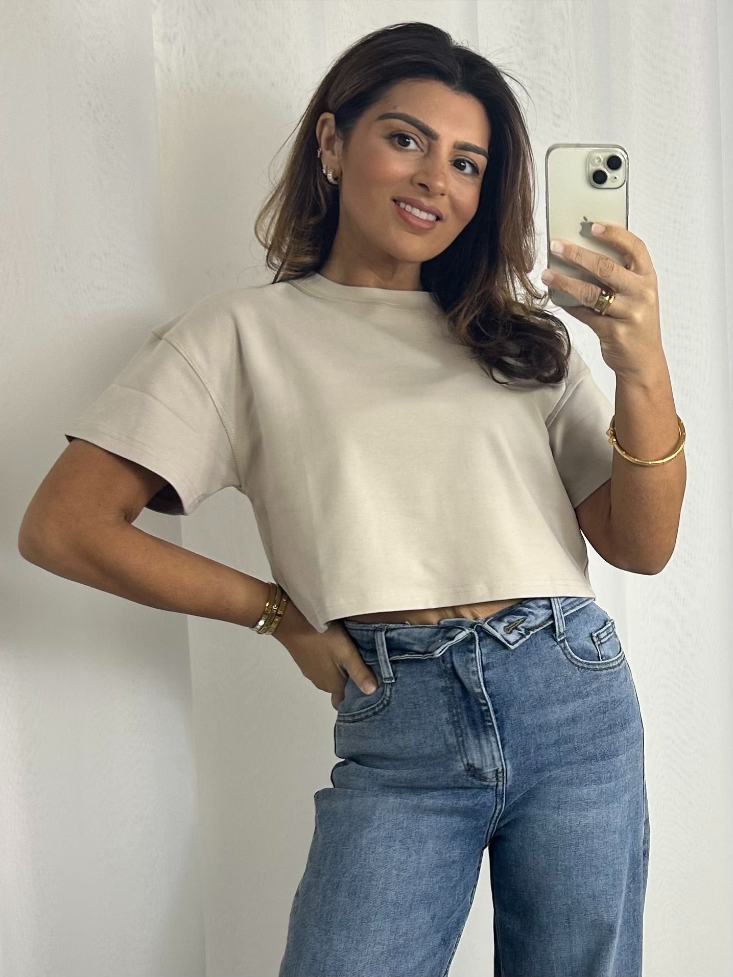 Round Neck Short Sleeve Cropped Top (3 Colours)