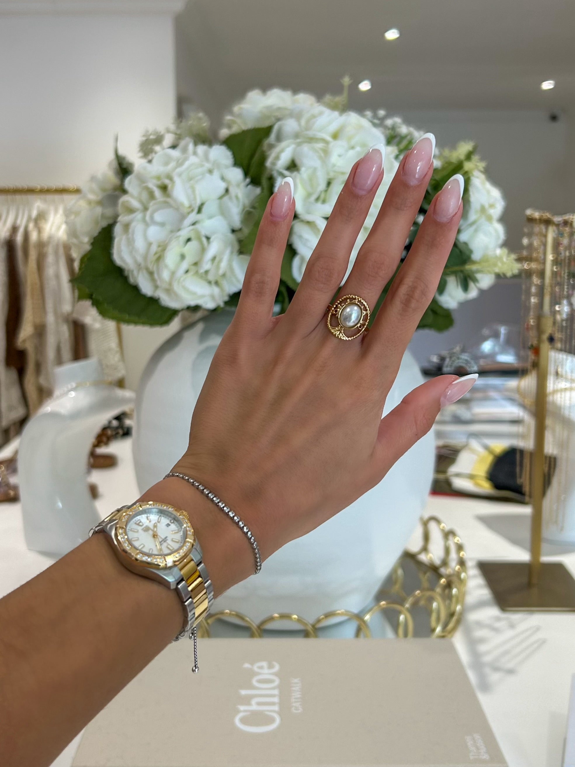 Gold Pearl Ring (19 Styles)