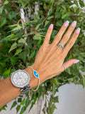 Gold Diamante Clasp Blue Eye Bracelet