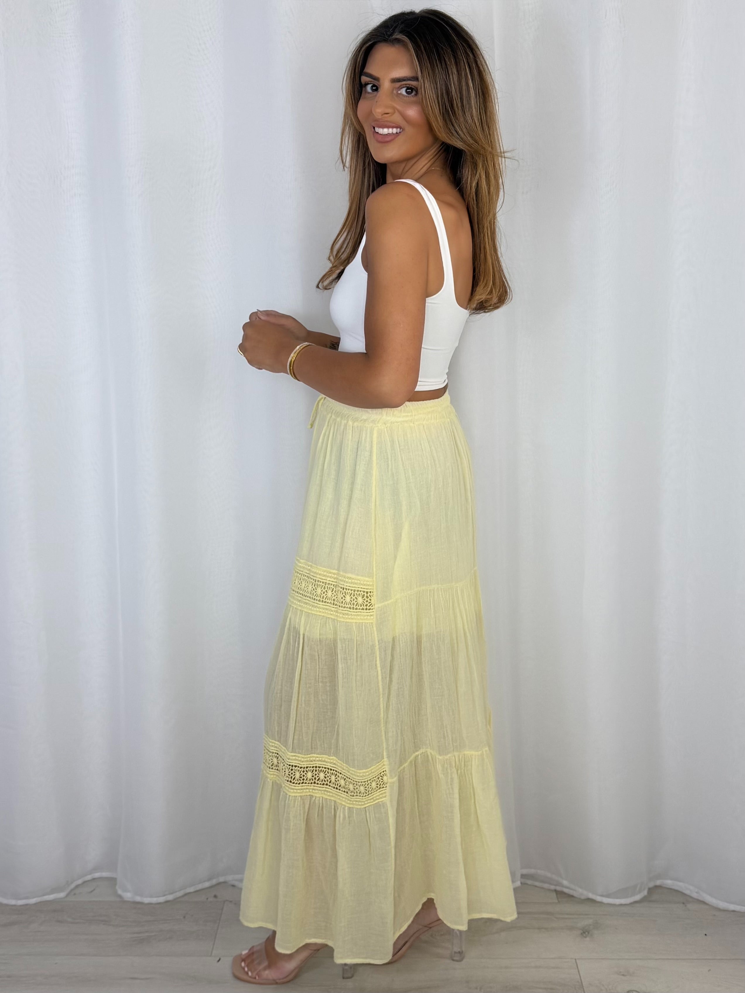 Crochet Tiered Maxi Skirt (3 Colours)