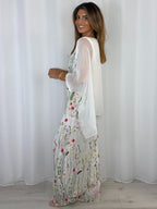 Flower Embroidered Silk Top And Trouser Co-Ord (2 Colours)