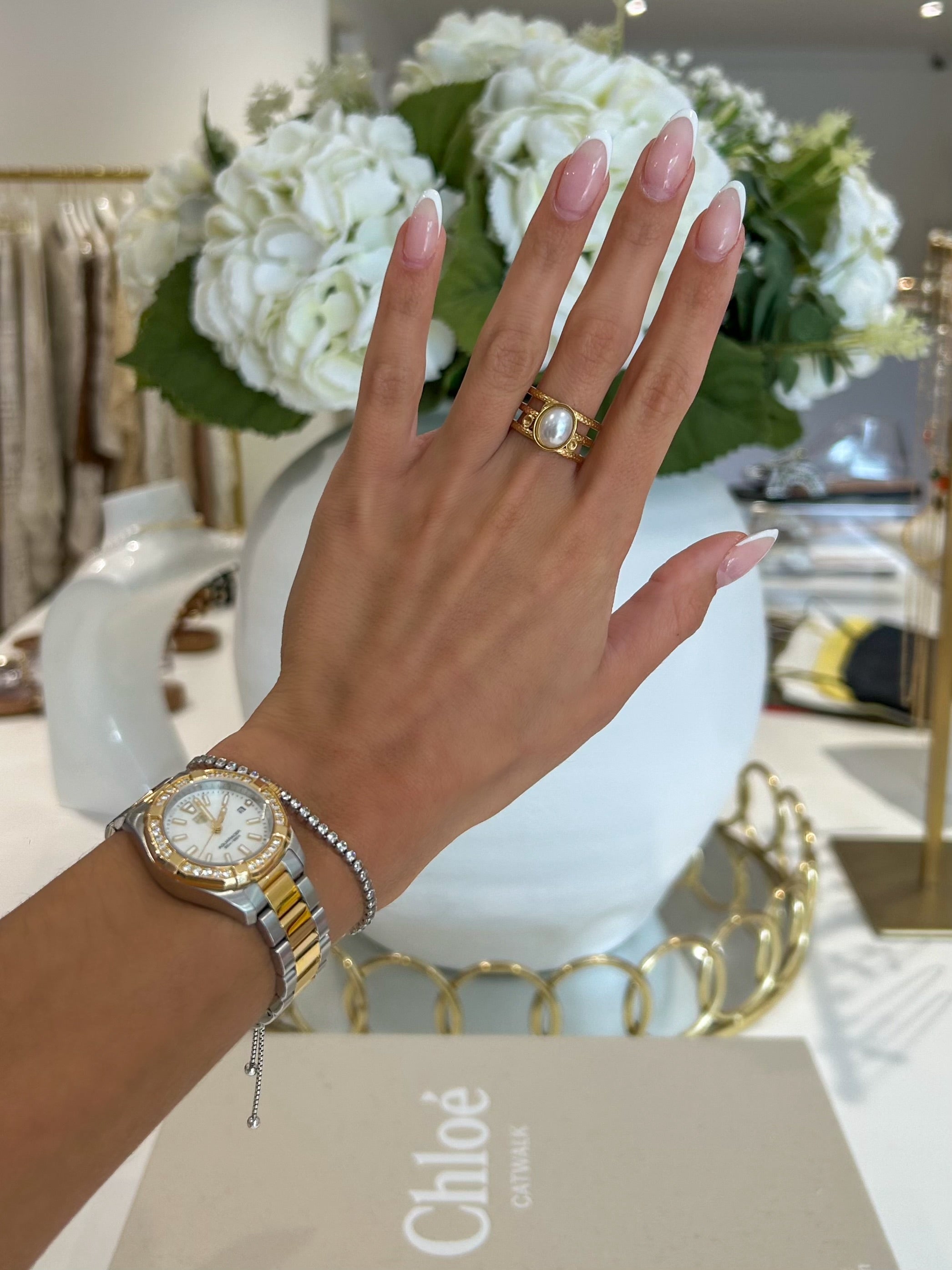 Gold Pearl Ring (19 Styles)