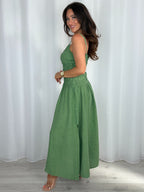 Smocked Waist Side Split Dress (2 Colours)