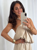 Halter Neck Marble Stone Top And Trousers (4 Colours)