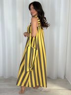 Striped Cotton Maxi Dress With Bag (4 Colours)