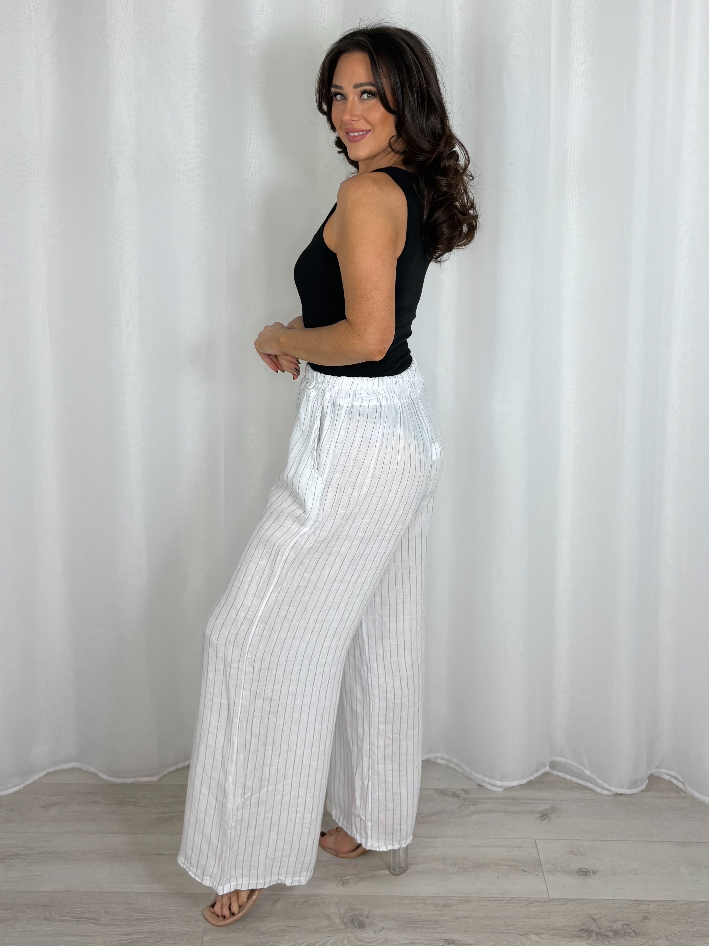 Linen Pinstripe Trousers (7 Colours)