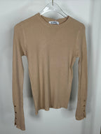 Soft Knit Round Neck Gold Button Sleeve Jumper (3 Colours)