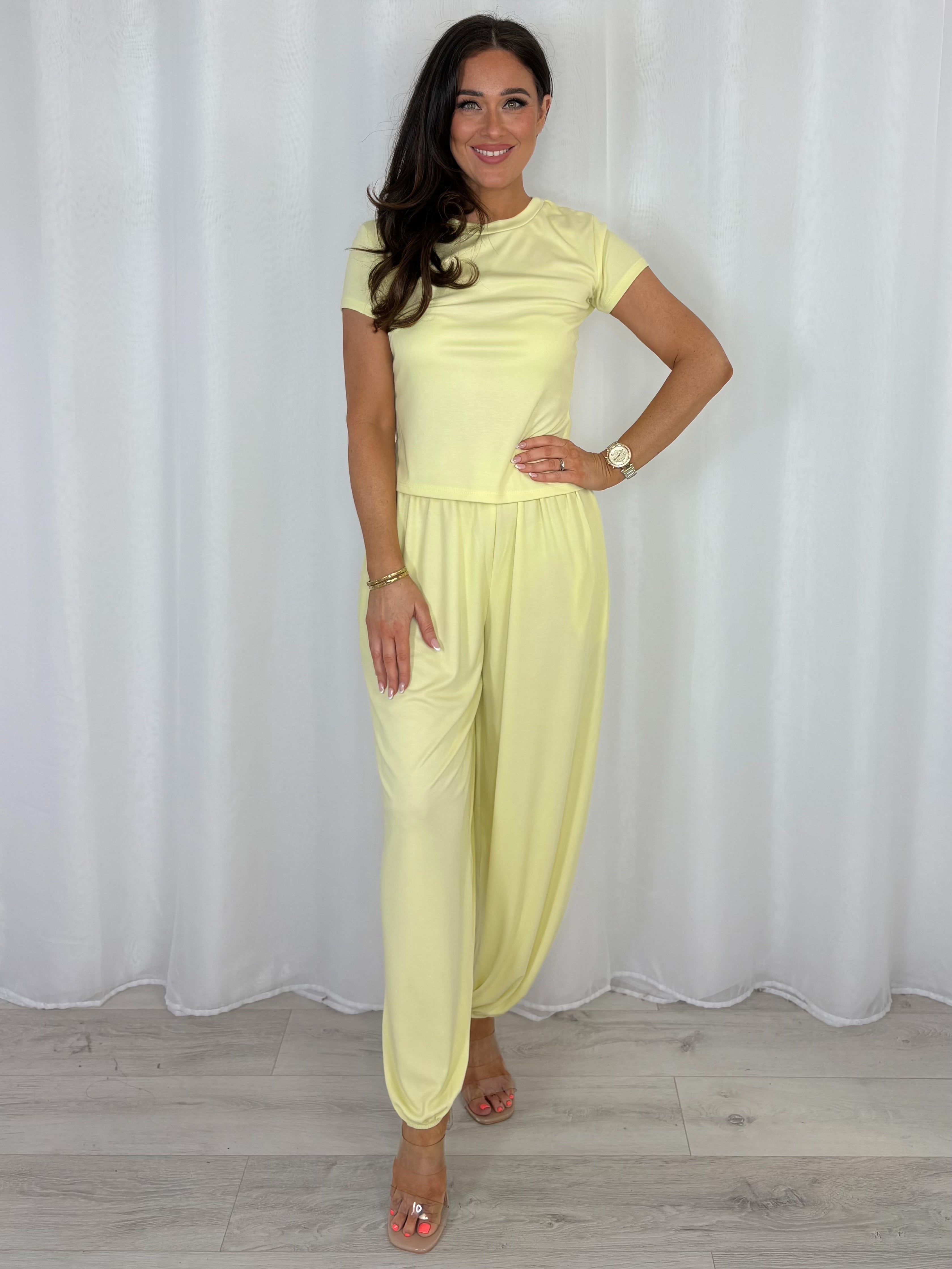 Harem Trouser Style And Round Neck Basic Top Co-Ord (6 Colours)