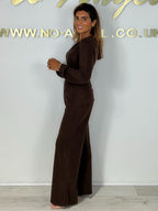 V-Neck Cross Front Gold Buckle Top & Wide Leg Trouser Co-Ord (2 Colours)