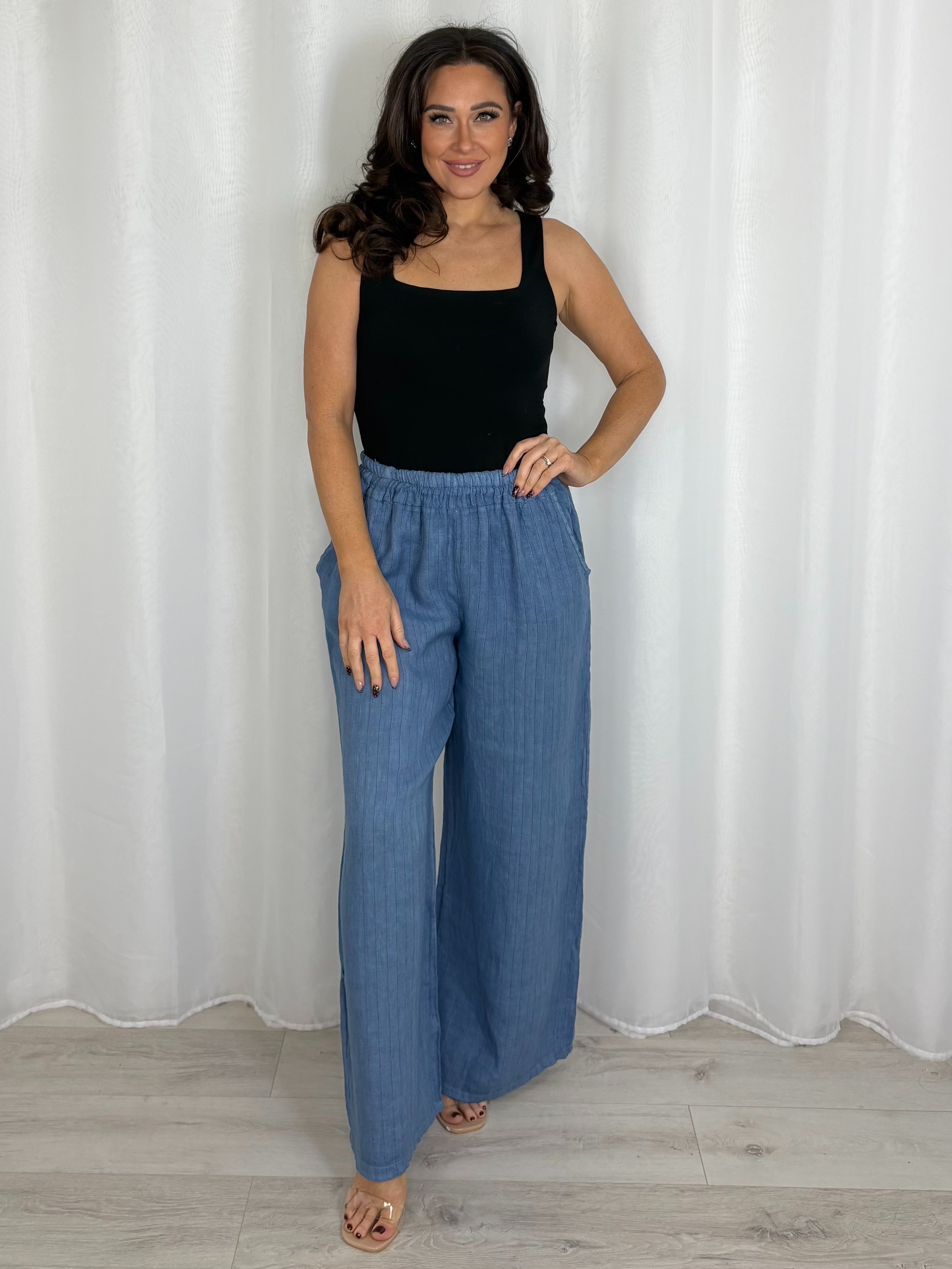 Linen Pinstripe Trousers (7 Colours)