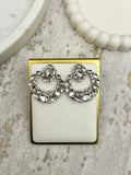 Silver Diamante Round Swing Earrings