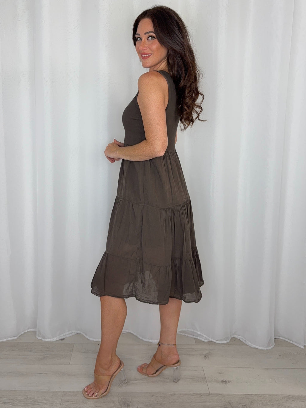Ribbed Bodice Tiered Midi Dress (6 Colours)