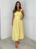 Riviera - Lace Tie-Shoulder Midi Dress (Yellow)