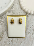 Gold Croissant Chunky Stud Earrings
