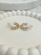 Gold Hoop Heart Diamante Earrings