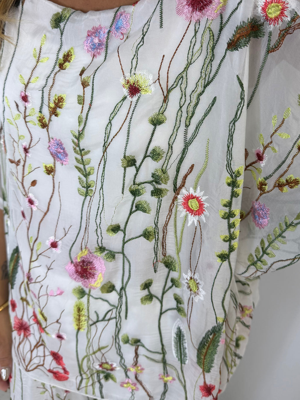 Flower Embroidered Silk Top And Trouser Co-Ord (2 Colours)