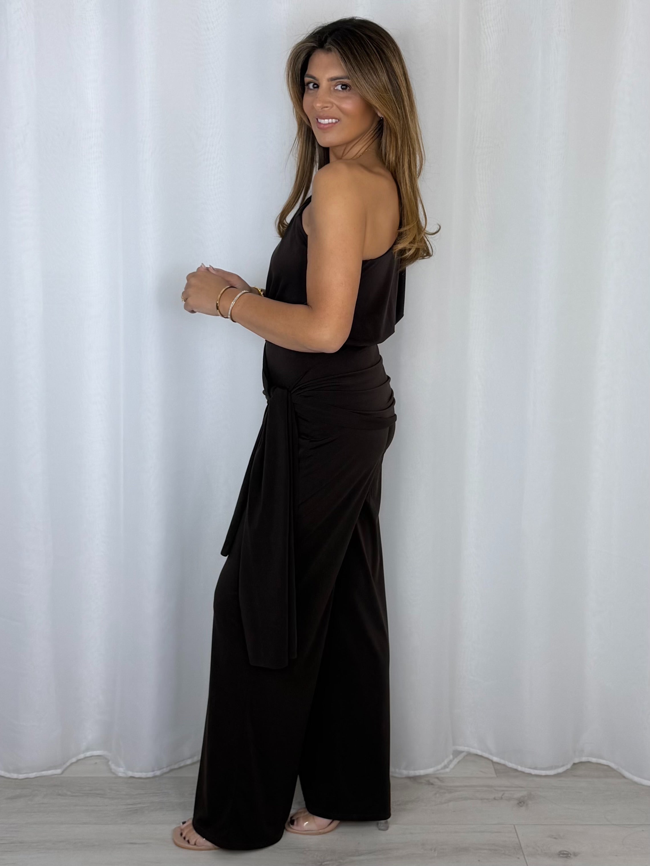 One Shoulder Draped Jumpsuit (8 Colours)