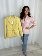 Shoulder Pad Ruched Front Blazer Jacket (2 Colours)