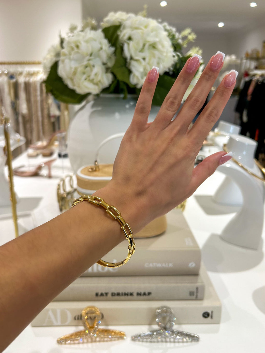 Gold Square Chain Bangle