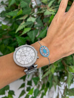 Delicate Adjustable Bracelet With Blue & Clear Gem Detail (2 Colours)