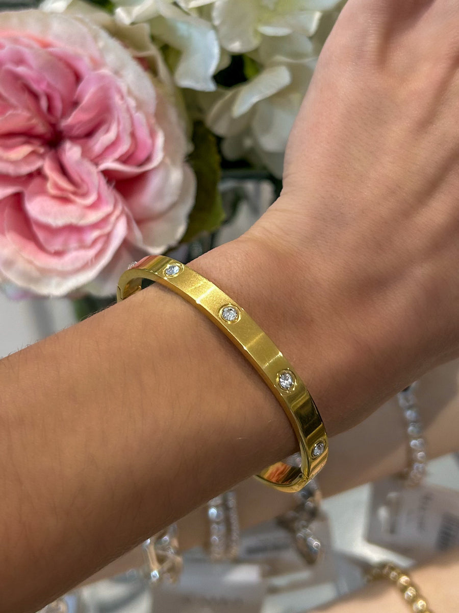 Thick Diamante Studded Bangle (2 Colours)