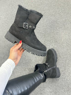 Tanya Black Faux Fur Lined Ankle Boots