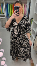 Janella Floral Print V Neck Magic Maxi Dress