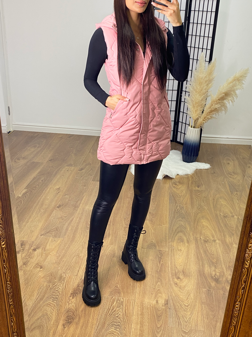 Monico Pink Quilted Hooded Gilet