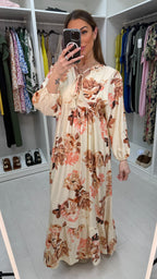 Kayla Floral Print Smock Maxi Dress