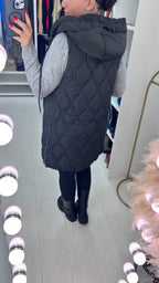 Marnie Black Quilted Hooded Gilet