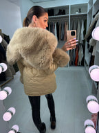 Alanda Tan Faux Fur Toggle Waist Jacket