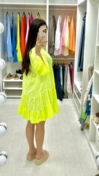 Kyla Neon Broderie Anglaise Smock Dress